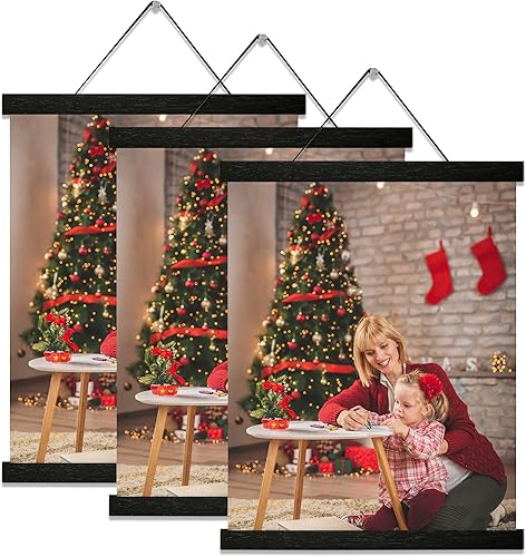 YK Artwood Paquete de 3 marcos magnéticos para colgar pósteres, 12 pulgadas, color negro, 12 x 16, 12 x 18, 12 x 20, 12 x 24 pulgadas, marcos