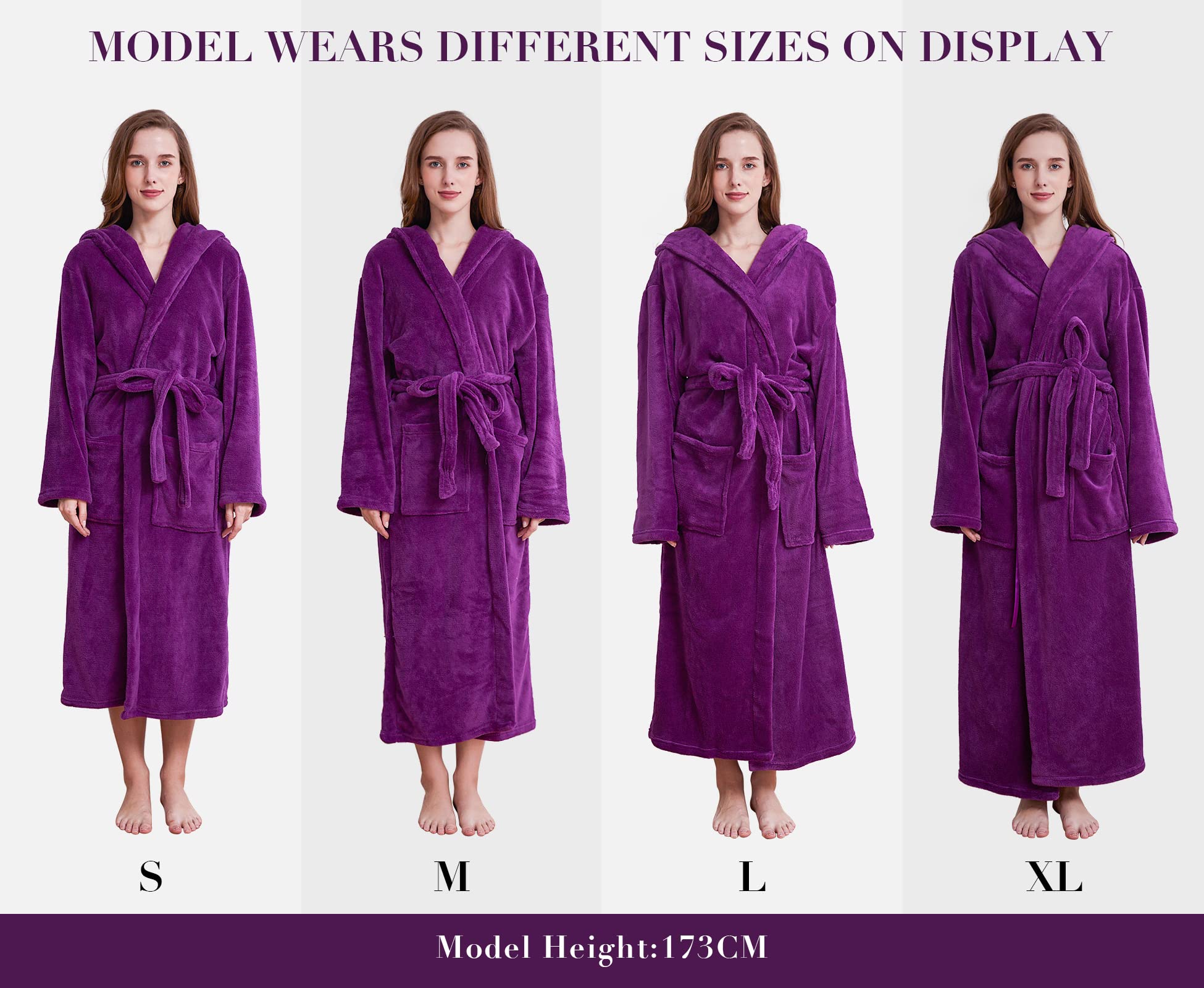 DiaryLook Fluffy Ladies Dressing Gown with Hooded, Super Soft Loungewear Robe for Women, Dressing Gowns for Women UK Bathrobe — view 7
