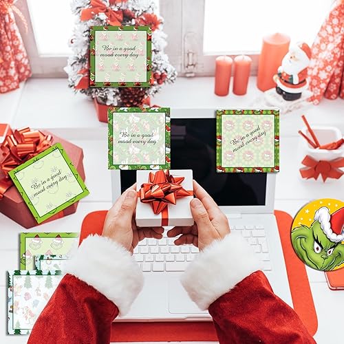 Miniatura 3 de 9 piezas de notas adhesivas de Grinch de Navidad, diseño de Grinch, autoadhesivas, notas adhesivas de invierno para escuela, oficina, hogar,