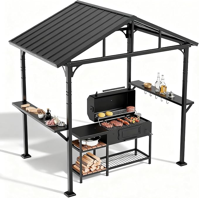 8' x 5' Hardtop Grill Gazebo,Outdoor BBQ Canopy Shelter with