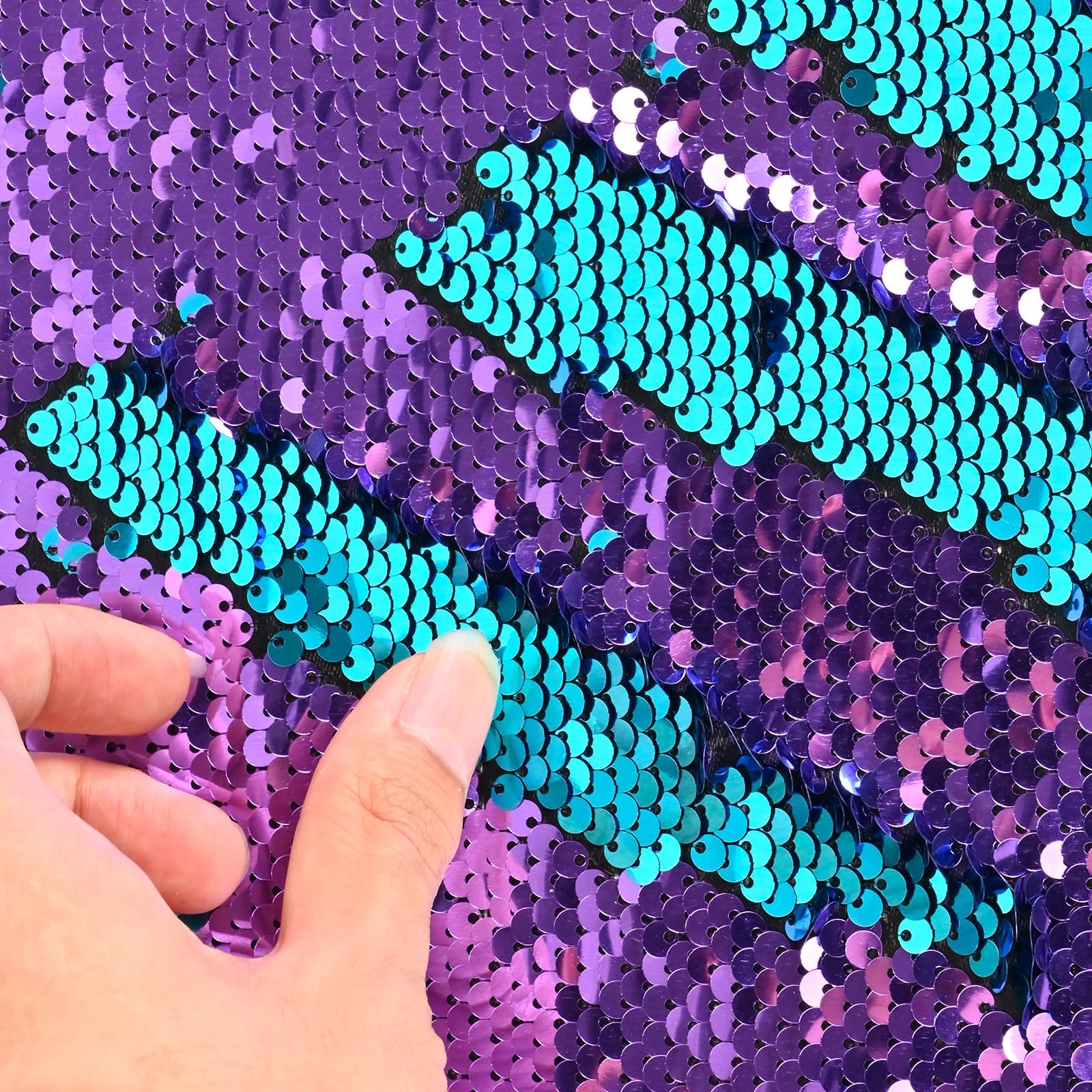 Memogizz 12pcs A4 Size One-Side Reversible Glitter Sequin Fabric, Colourful Sensory Items Stimulation Craft for Kids, Hobby Craft Fabric Sheets (A4 Size Silver) - Image 3