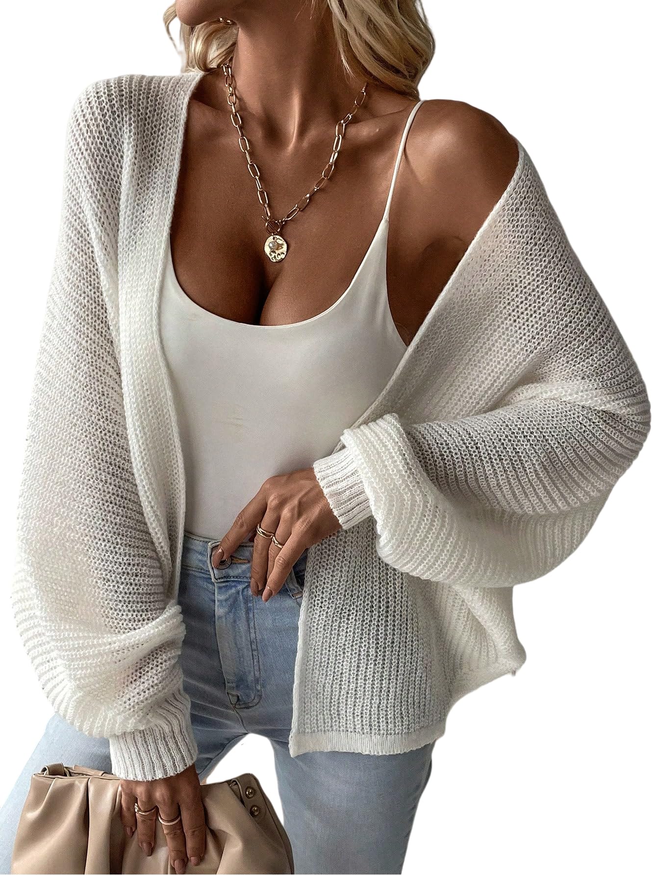 SISKIN Oversized Chunky Knit Cardigan Sweaters for Women Casual Long Sleeve Open Front Batwing Cardigan