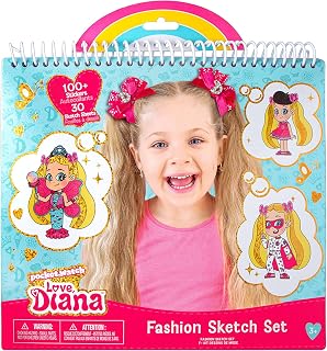 Fashion Angels Love, Diana Fashion Coloring Portfolio for Kids- Love, Diana themed coloring book, Includes 30 Sketch Sheets and 100+ Stickers, For Ages 3 And Up