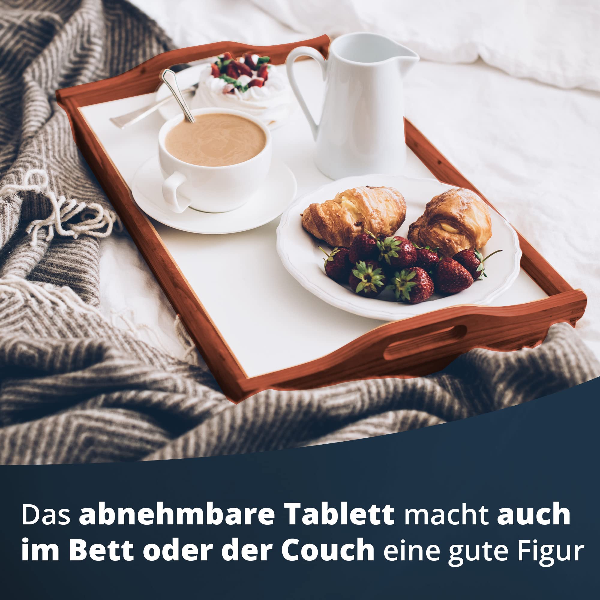 KHG Beistelltisch aus Akazien-Echtholz mit abnehmbarem Tablett mit Schüttrand, tragbar, klappbar, wetterfest, In- & Outdoor, Abstelltisch 20 kg belastbar, Dunkelbraun