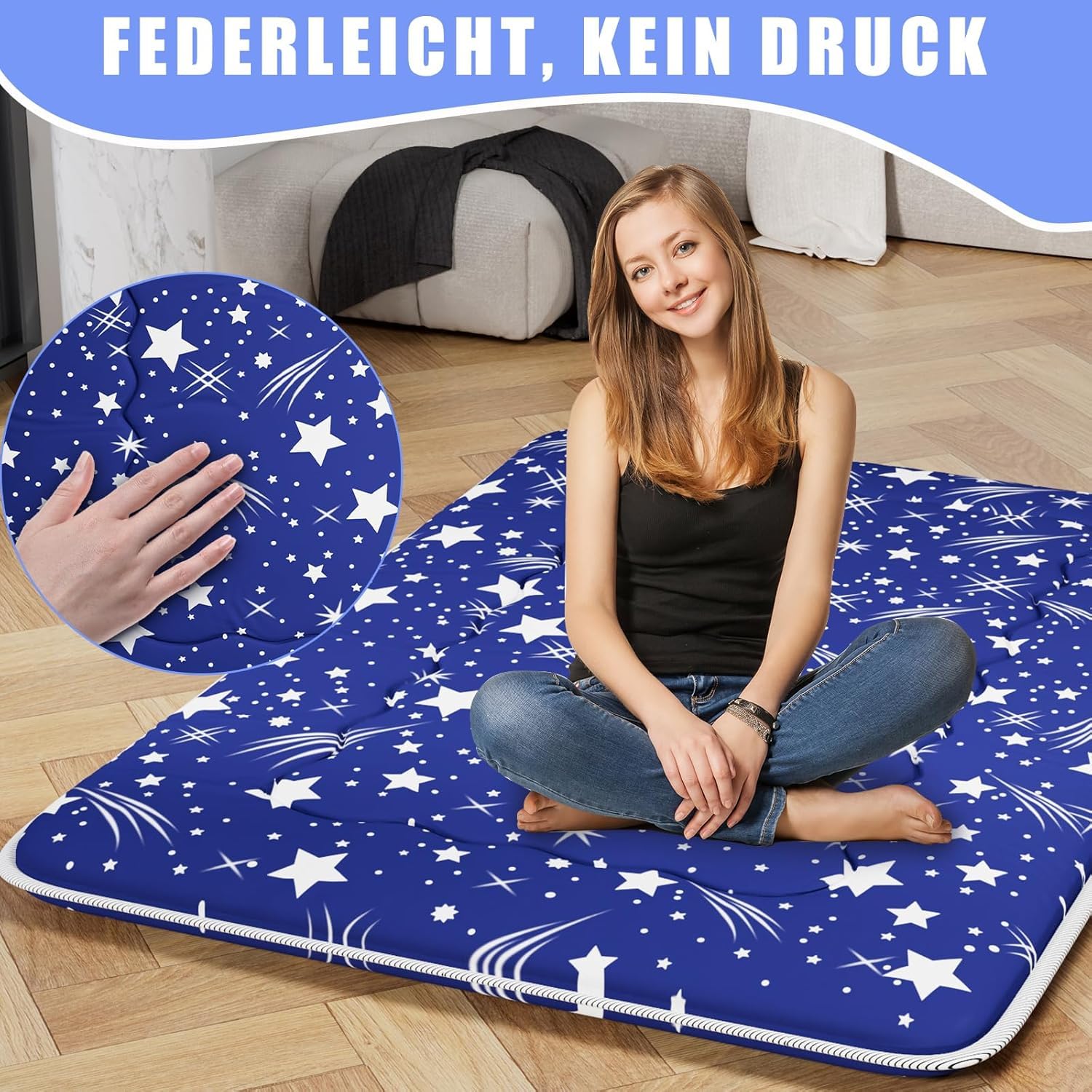 Kiseely Colchón futón, colchón de suelo japonés, Colchón futón plegable portátil, Colchón para portátil plegable con alfombrilla Tatami con bolsa y correa (T76533563, 120X200cm)