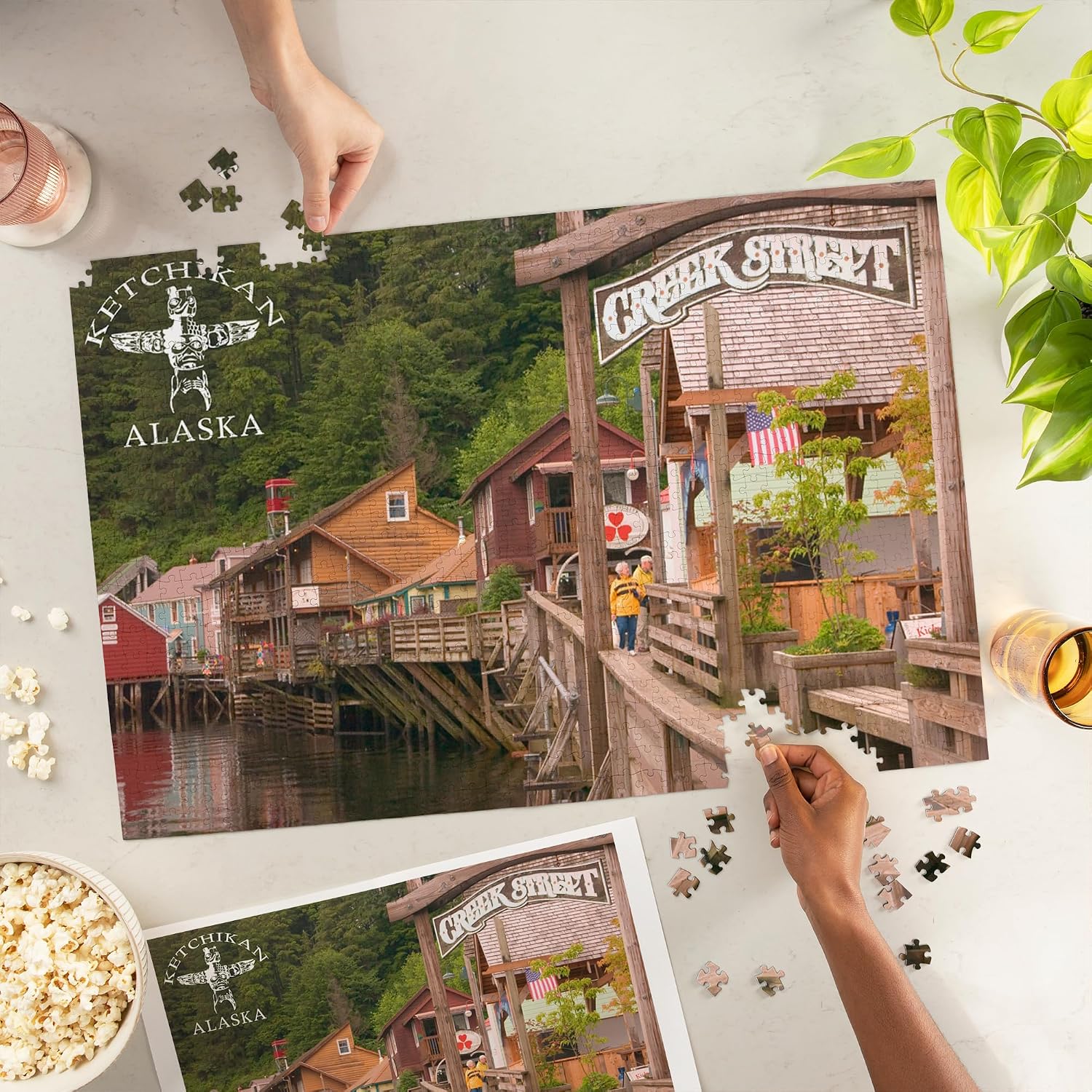 Lantern Press Ketchikan, Alaska, Photography, Creek Street 1000 Piece Jigsaw Puzzle for Adults, Made in USA with Reference Poster