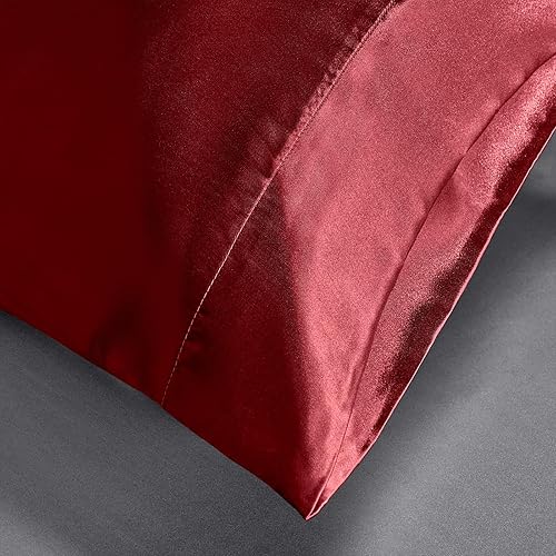 Miniatura 7 de CozyLux Funda de almohada de satén de seda para cabello y piel, tamaño King, juego de 2 fundas de almohada suaves de microfibra sedosa, resistentes
