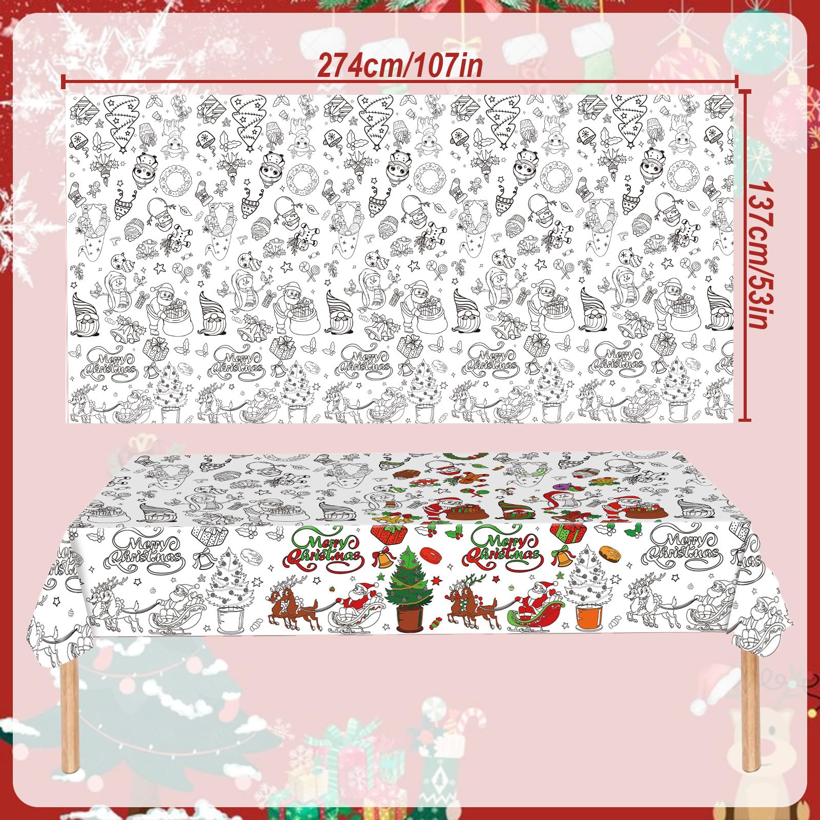 Nappe à Colorier Géante Pour Enfants 183x79cm - Tablette De Peinture Halloween Sans Stress Pour Fêtes Et Maternelle