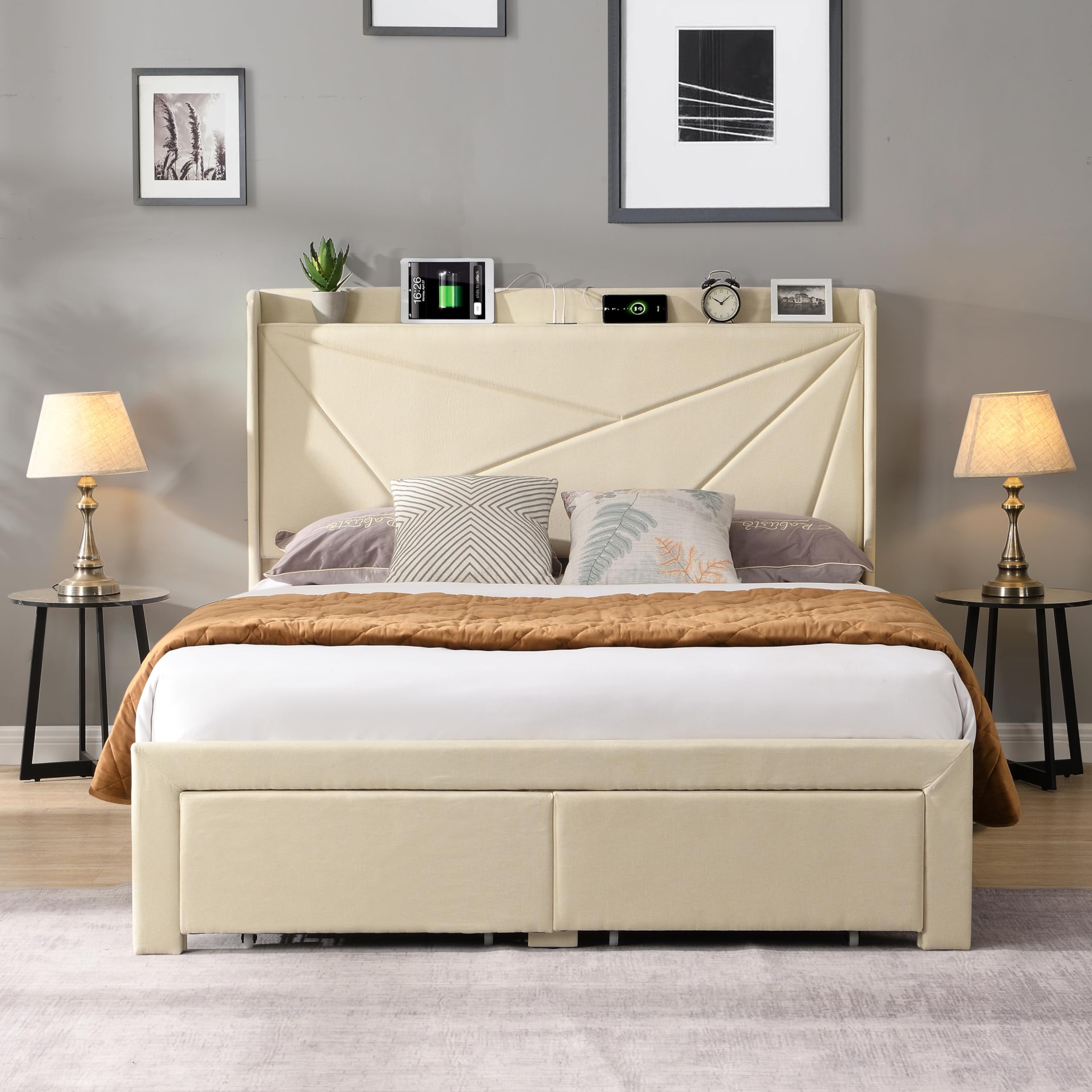 かなさま専用ページ Amazon.com: Lifezone Queen Bed Frame with Headboard