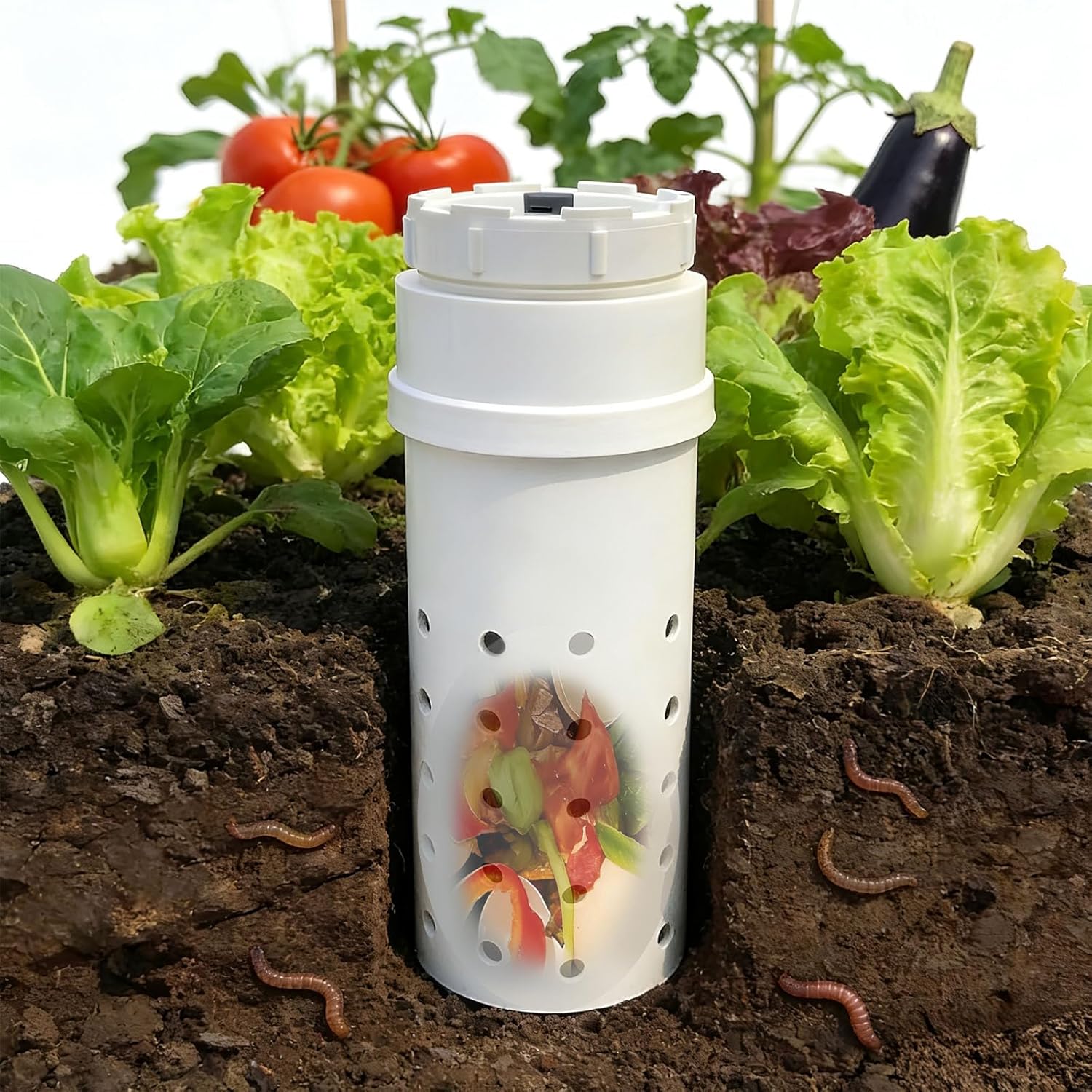 All Season Compost Bin Outdoor, Small Compost Bin for Home Outdoor Gardening Farms, Outdoor Compost Bin with Holes and Lid