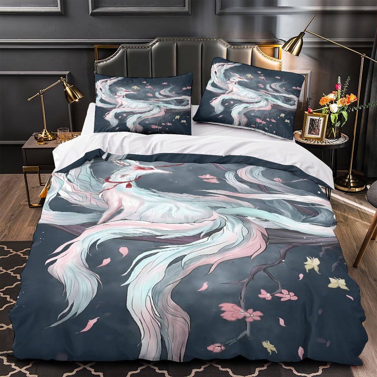 Flamingo-Pärchen Bettbezug 3 Teilig Mikrofaser Reißverschluss Schlafkomfort Bettdeckenbezug 3D Gedruckt Weich Hautfreundlich mit Kissenbezug Kuschelig for Teenager & Erwachsene