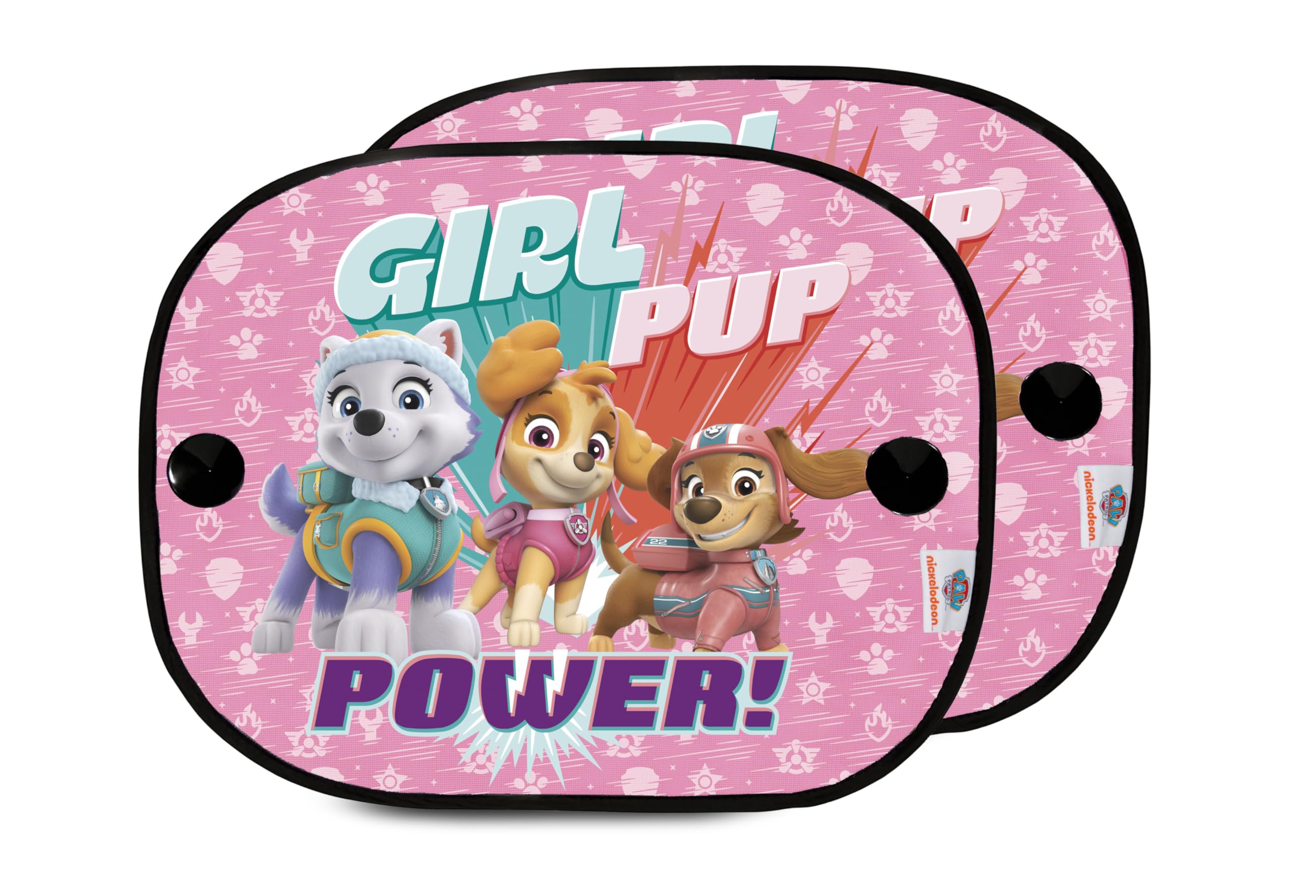 Paw Patrol Lot de 2 Rideaux latéraux microperforés de la Pat' Patrouille Roses avec Les Personnages Skye, Liberty et Everest. Protège des Rayons du Soleil et de la Chaleur