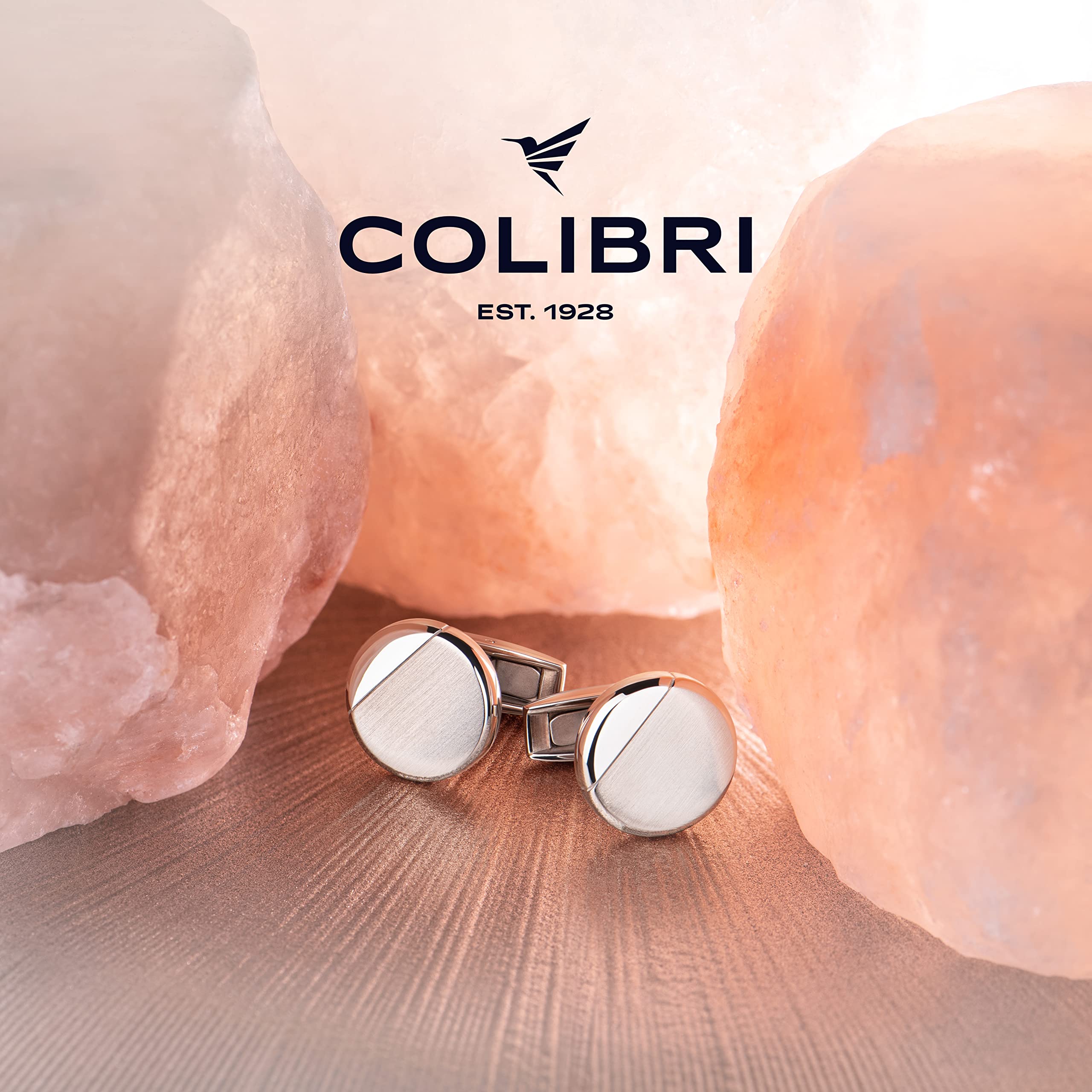 Colibri Equinox-Manschettenknöpfe für Herren – Zweifarbiges Design aus Metall/Roségold/gunmetal – Designer-Manschettenknöpfe mit drehbarem Walschwanz-Verschluss – Geschenkbox