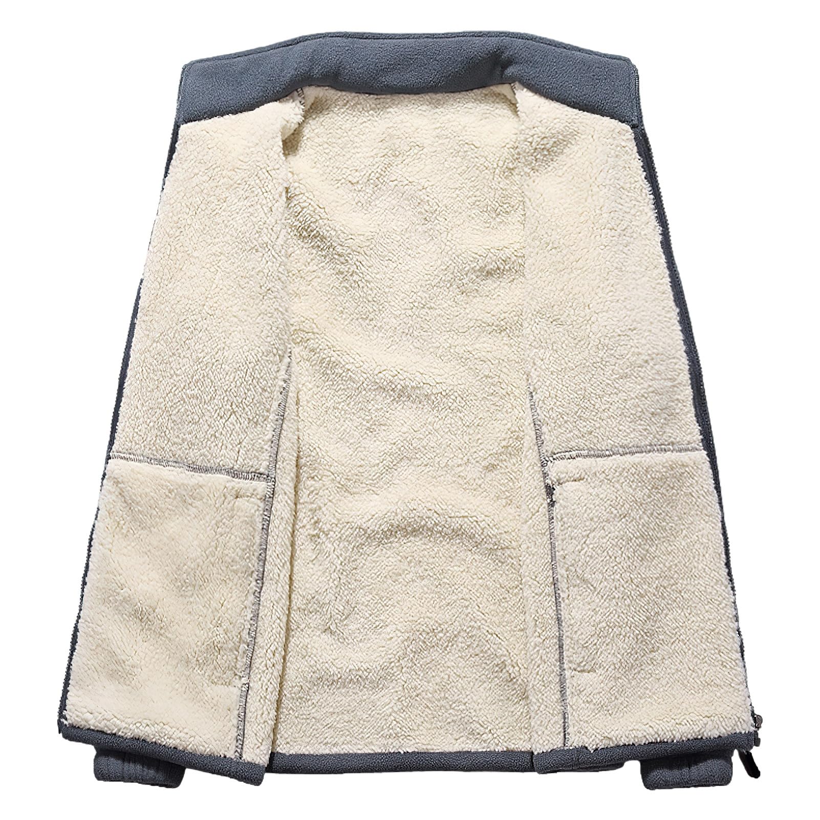Hombre Tallas Grandes Invierno Cálida Chaquetas de Forro Polar con Cremallera Completa y Cuello Alto y Bolsillos (S-6XL)
