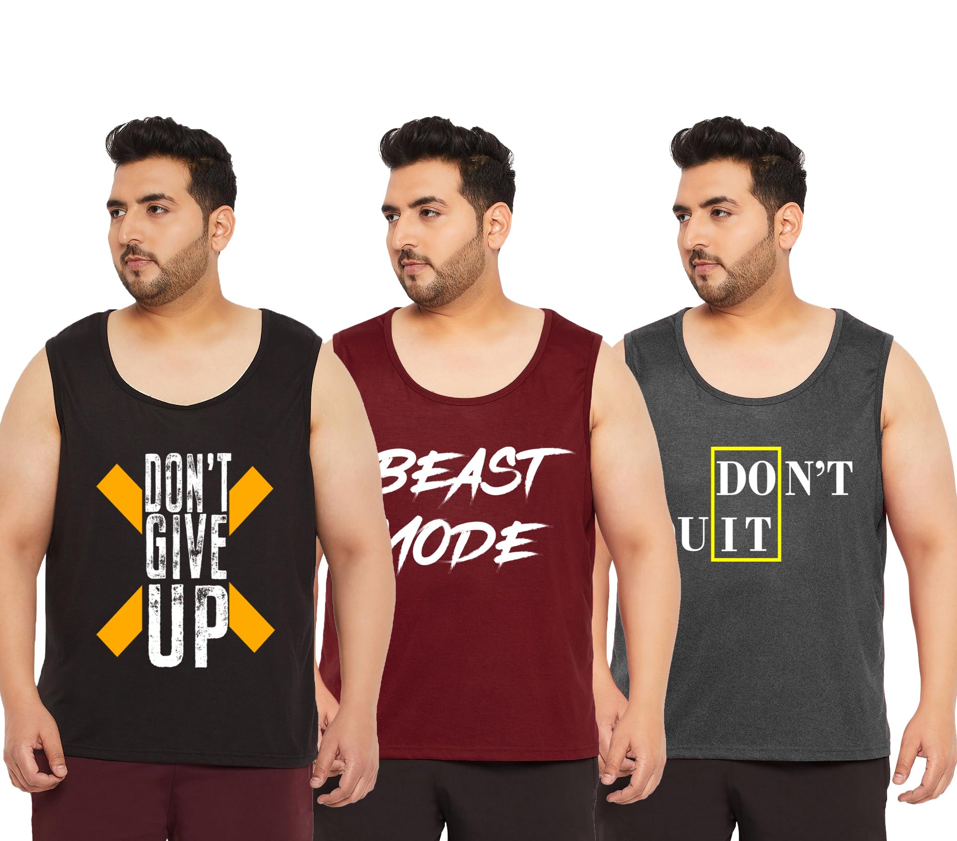 West Gate Clothing Cotton Printed Plus Size Vest for Men | Round Neck, Regular Fit, Sleeveless Plus Size | Men's Tank Top | 3XL, 4XL, 5XL | Perfect for Workouts Gym, Vacations | Combo Pack of 3-picture-53