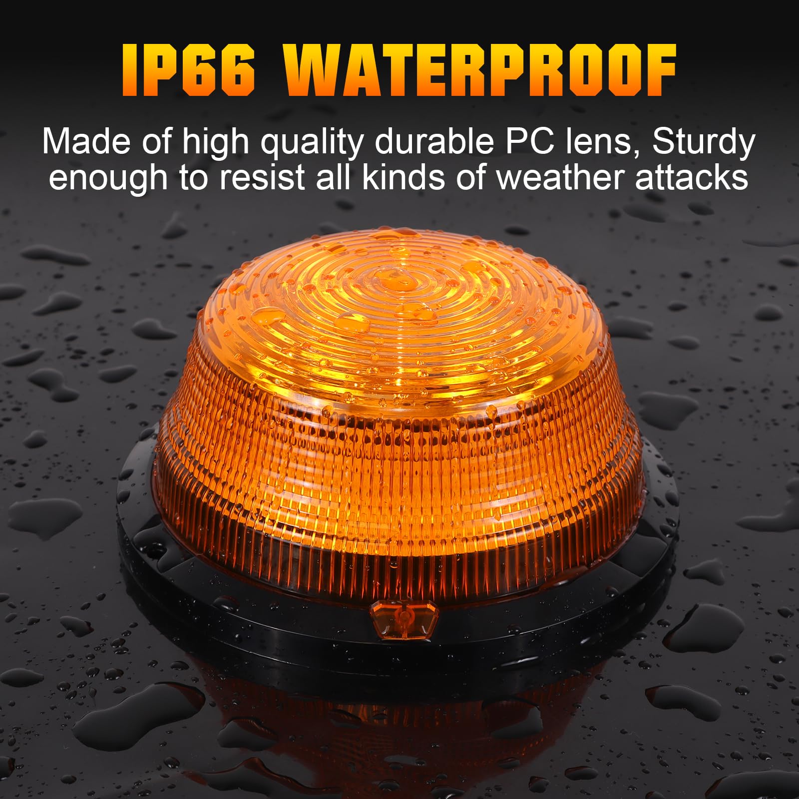Willpower Lampa ostrzegawcza LED 16 cm, 12 V, 24 V, pomarańczowa, migająca magnetyczna, światło awaryjne do golfa UTV, autobus samochodowy, ciągnik, z kablem 3 m