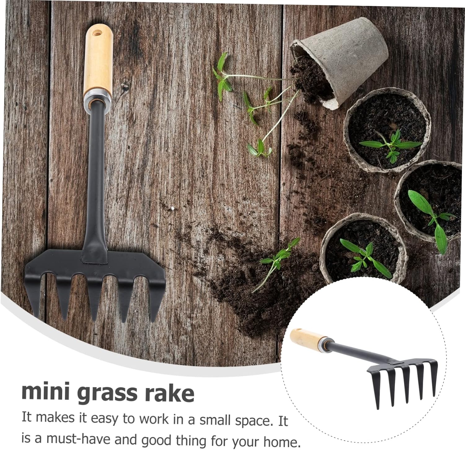 Mini Garden Rake Comfortable Handle Hand Tool for Loosening Soil and Cultivating Grass Spaces Lightweight and Easy to Use Garden Rake for Home Gardening image 2