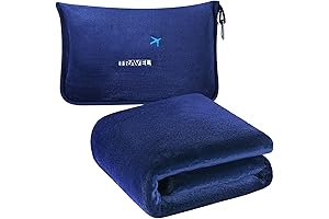 2 in 1 Travel Blanket with Bag Neck Pillow