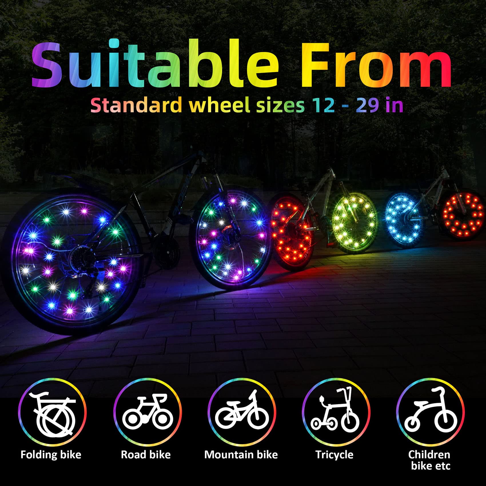 Lumières LED pour roues de vélo, lot de 2 pneus avec piles incluses, cadeau d'anniversaire pour enfants, adultes, garçons, filles