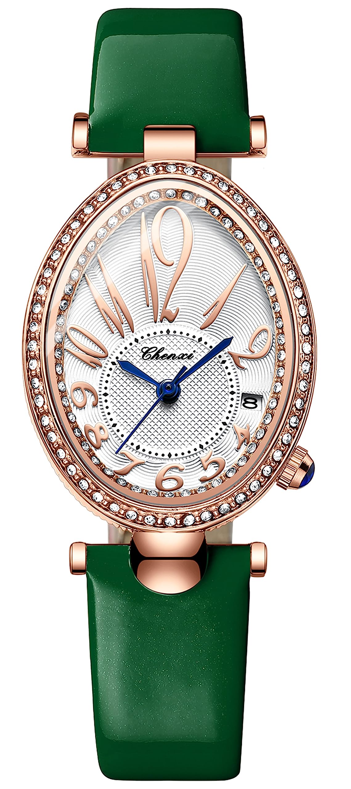Womens Vintage Oval Watches Classic Ladies Analog Quartz Watches Ultra-thin Luxury Diamond Watch Ladies Bangle Bracelet Wrist Watch Female Dress Watch with Leather Strap, Green, Quartz (B0C813WF1Y) Amazon Price History, Amazon Price Tracker