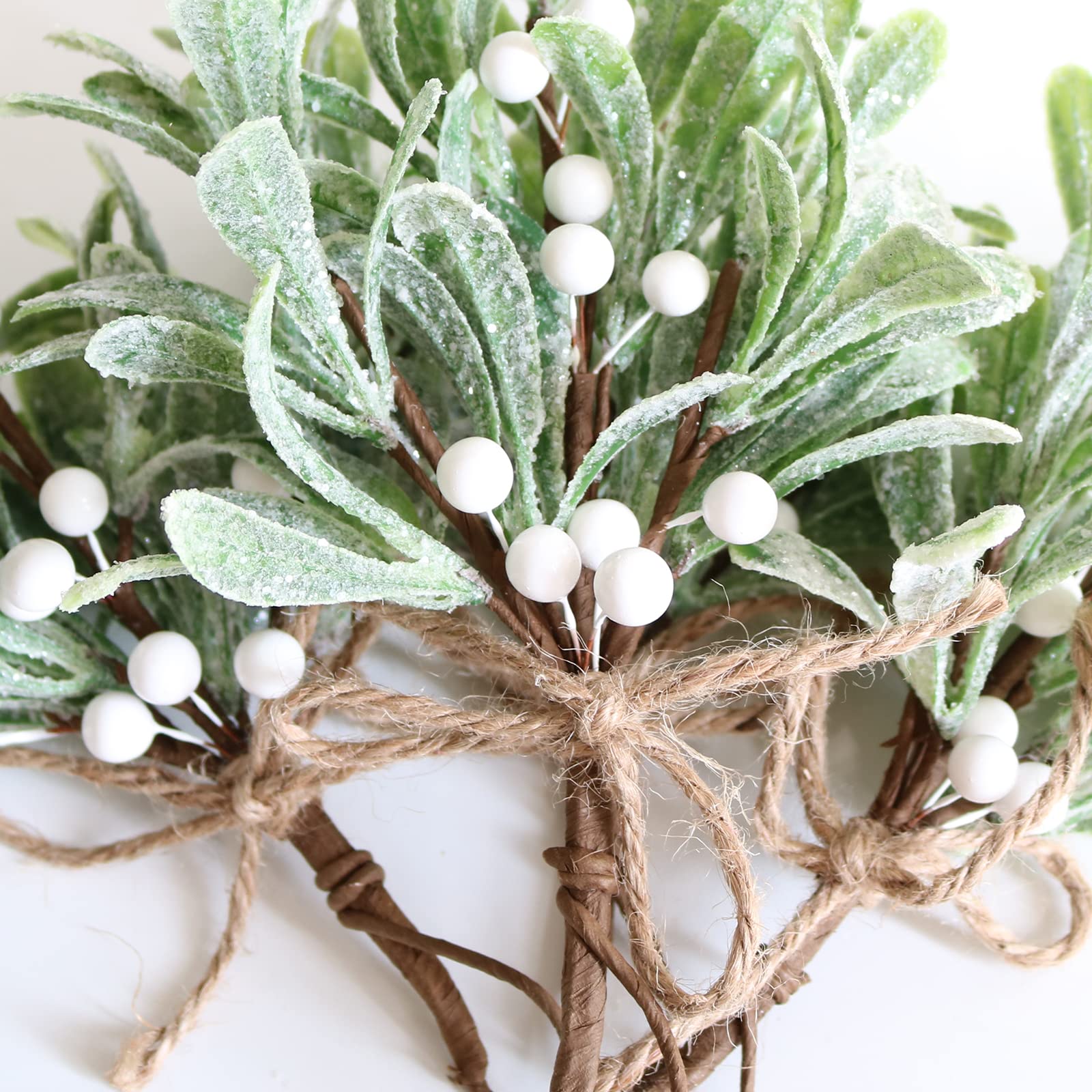Künstliche Mistelzweig-Picker mit roter Schleife, Weihnachten, Heimparty, hängende Dekoration (weiß)