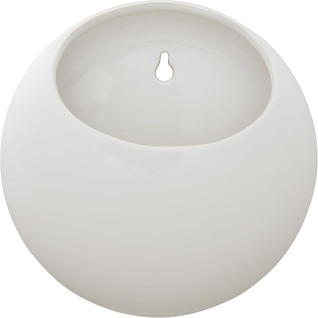 Rivet Round Wall Mount Planter, 19.6 cm H, Modern Earthenware, White