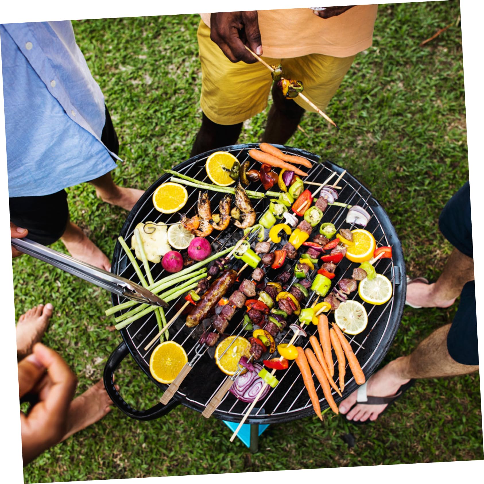 Sosoport 6pezzi Forchette Per Barbecue Inossidabile Con Skewers Punte Per Grigliate Per Picnic Random