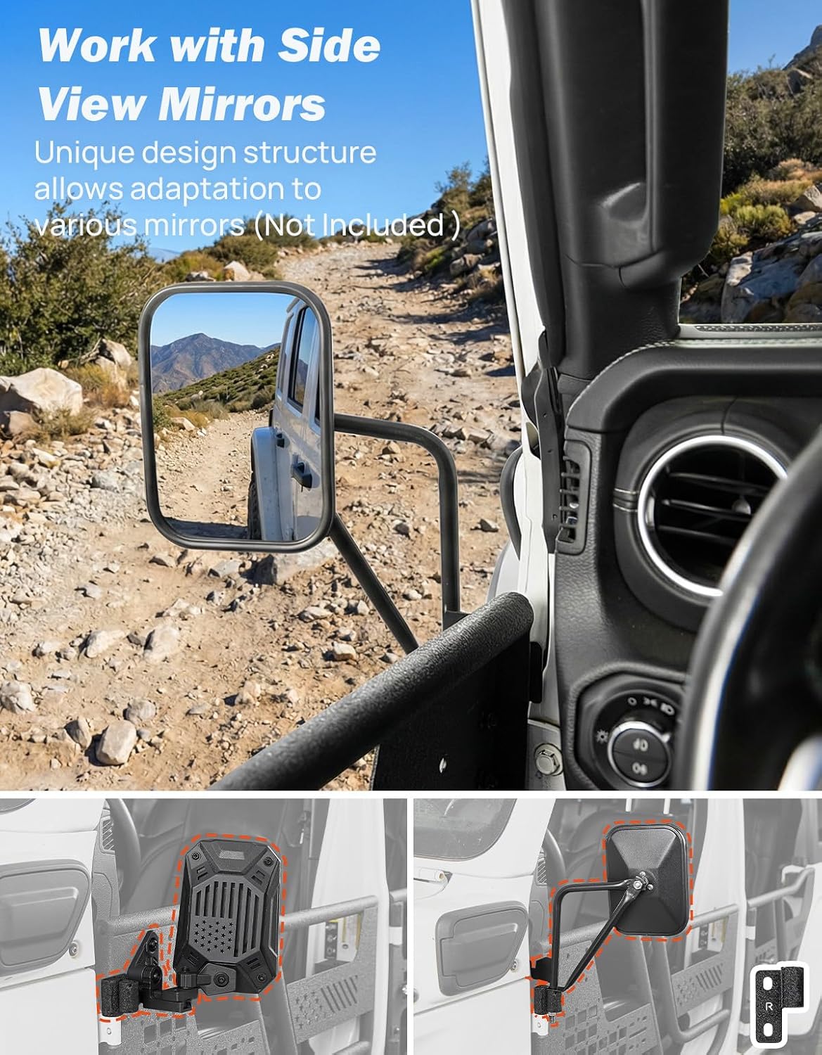 JOYTUTUS Tube Half Doors Compatible with 2018-2026 Wrangler JLU & 2020-2026 Gladiator JT 4 Doors, US Flag Pattern Off Road Front & Rear Tubular Doors for Adventure
