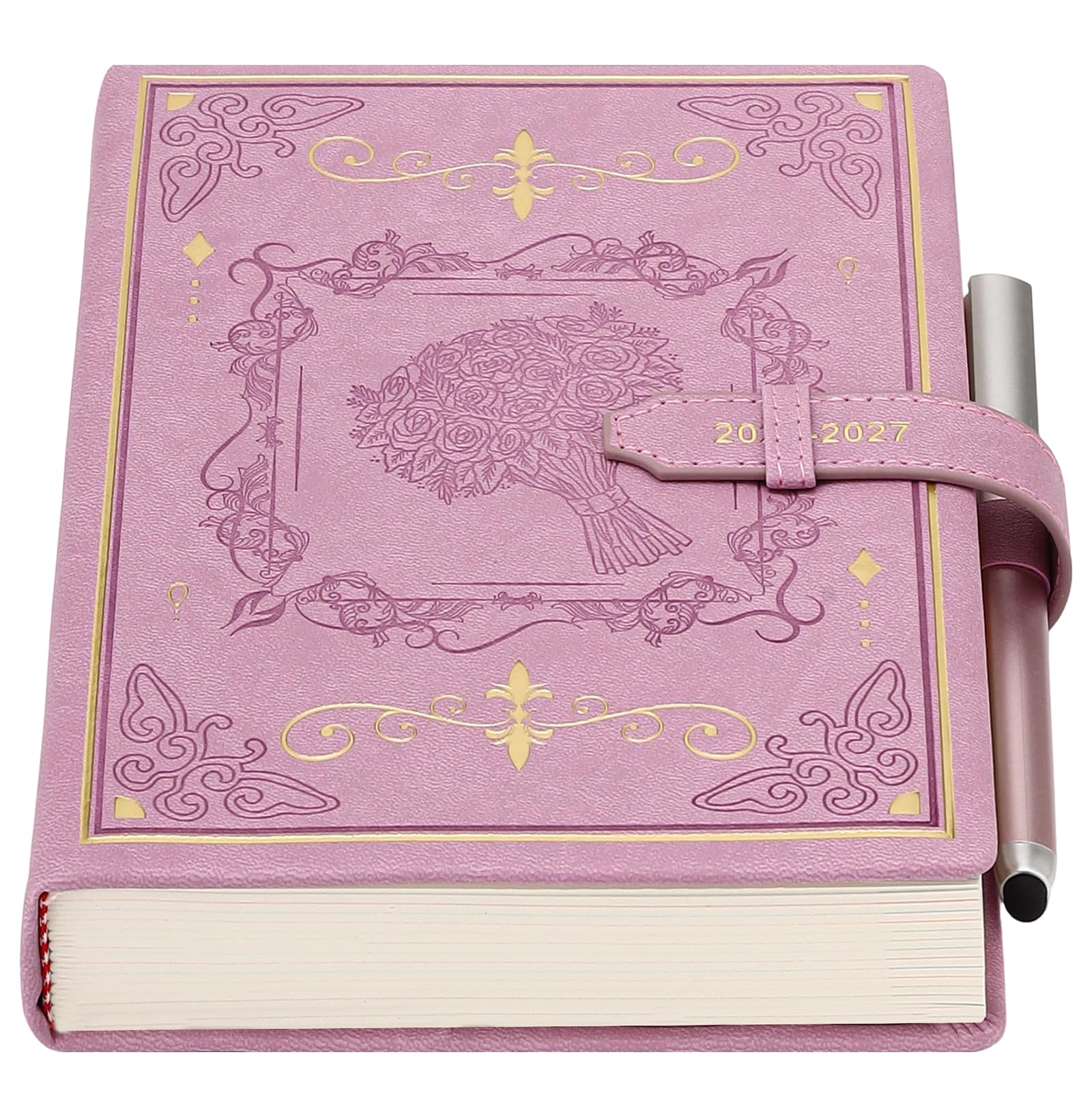 Holderzyi Academic Diary 2026-2027 A5 Day Per Page, 13 Months Daily &Month Planner from Aug.26 - Aug.27,Agenda Dairy A5 Page a Day, with Elegant Cover,Pen,Inner Pocket (Purple) — image 1