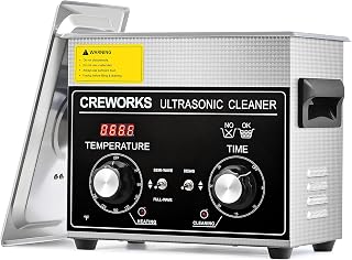 CREWORKS 3L Ultrasonic Cleaner with Degas & Gentle Modes, 120W Stainless Steel Ultrasonic Cleaner Machine with Heater and Timer, Ultrasonic Parts Cleaner with Knob Control for Jewelry Glasses Watch