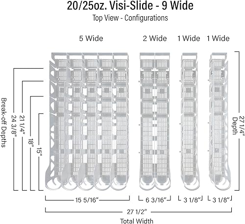 Vista 2 de Visi-Slide - Dispensador de bebidas de soda de 20 onzas, deslizamiento alimentado por gravedad para estantes angulares para refrigeradores