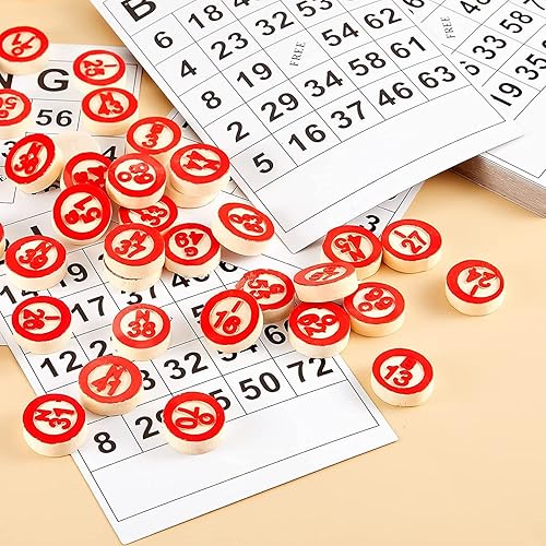 Miniatura 4 de Tarjetas de juego de papel de bingo, tarjetas de bingo con números de madera, tarjeta de juego de bingo familiar, suministros de juego para