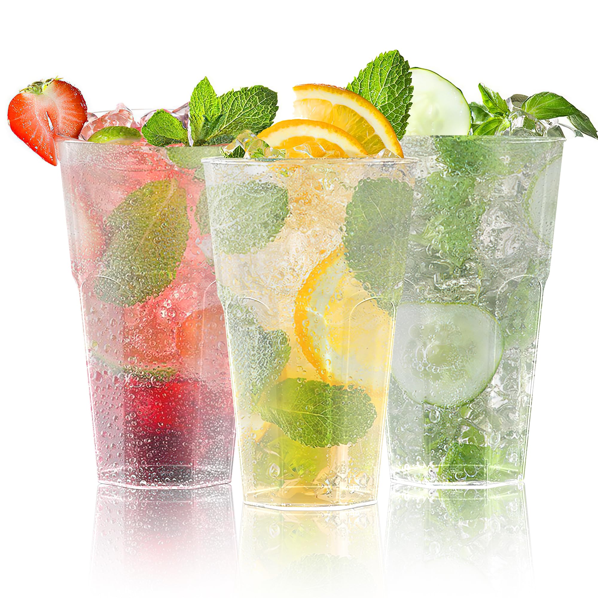 AOLUXLM 50 Unit Gobelets Réutilisables, 400ML Répétable Tasses Pour Boissons, Noël Anniversaire, Mariage