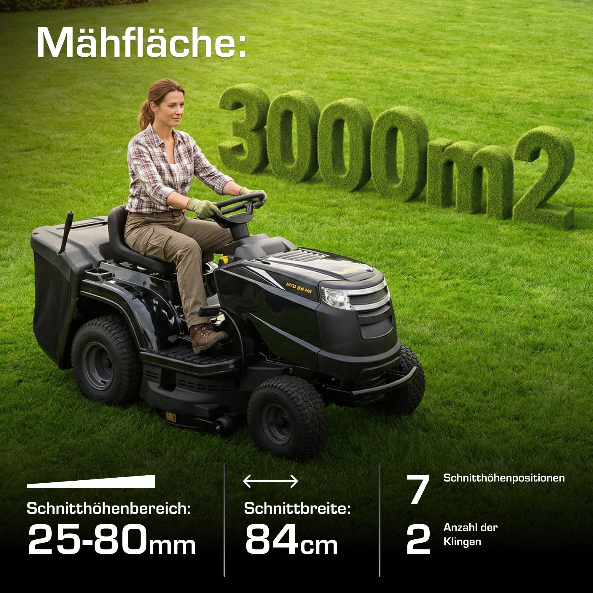 Alpina AT4 84 HA Gartentraktor, 6,3 kW, 84 cm – Fangkorb 200 l, Hydrostatikgetriebe – Rasenflächen Bis 3.500 m²
