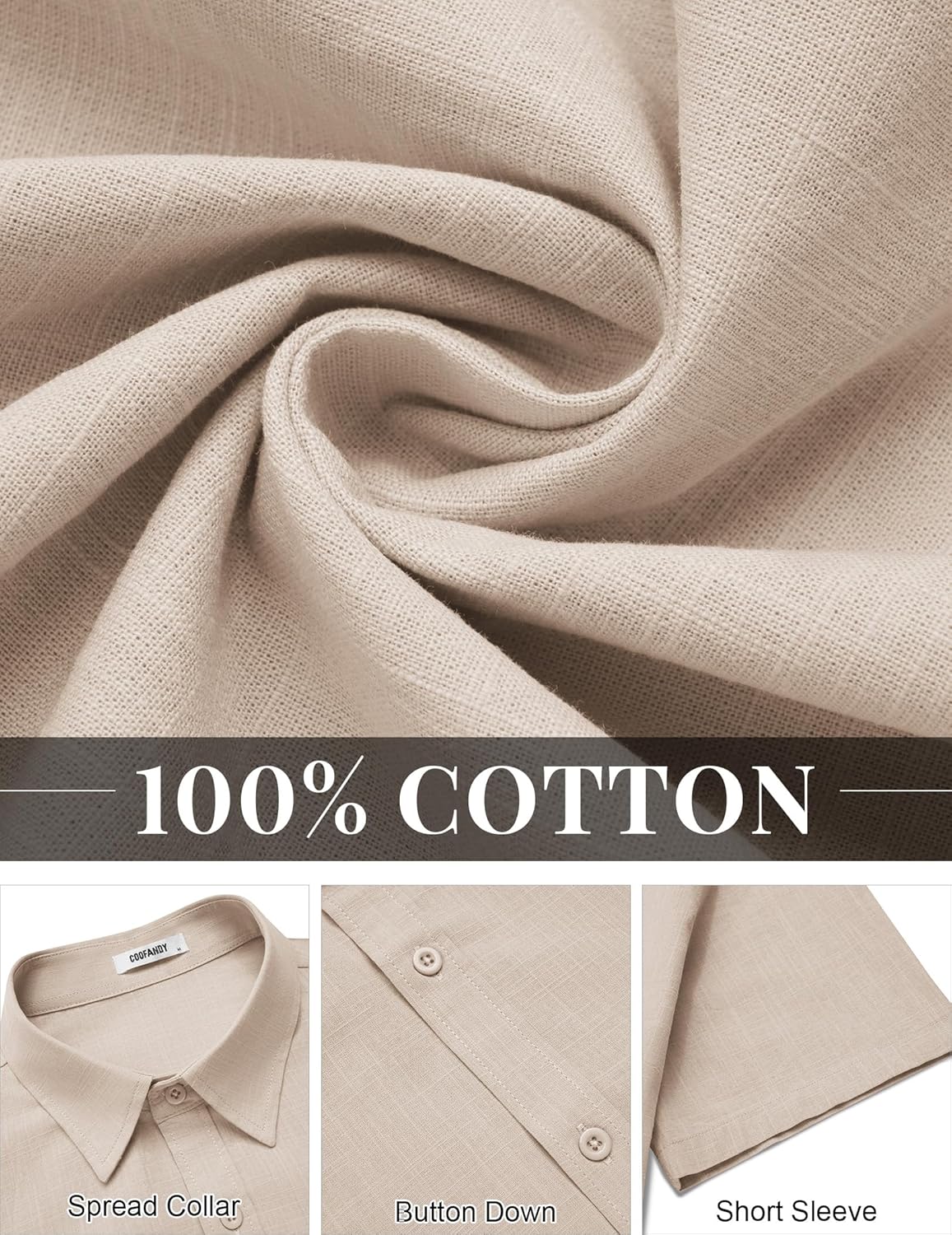 COOFANDY Mens Button Down Shirts Short Sleeve Casual Shirt Cotton Summer Beach Linen Wedding Shirts - Image 6