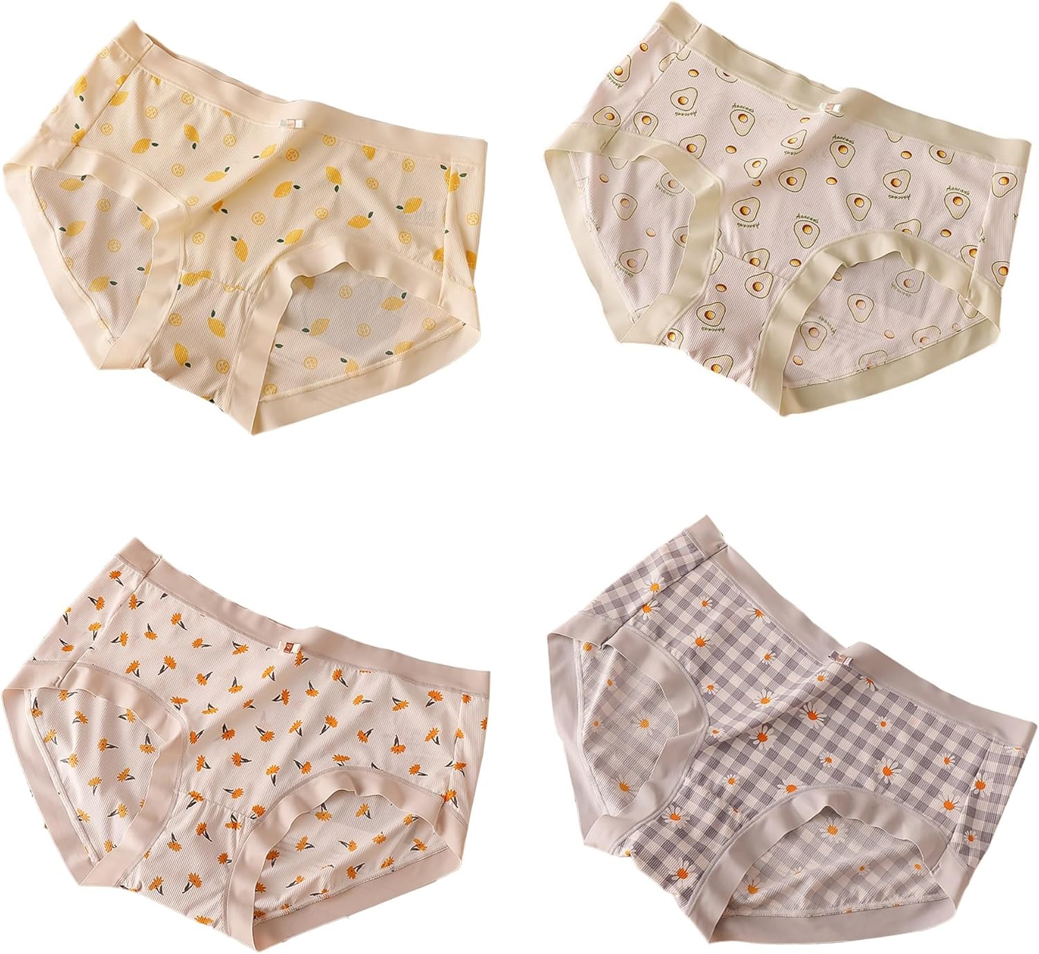 Women Plus Size Ice Silk Traceless Panties Cute Sweet Printed Triangle Briefs