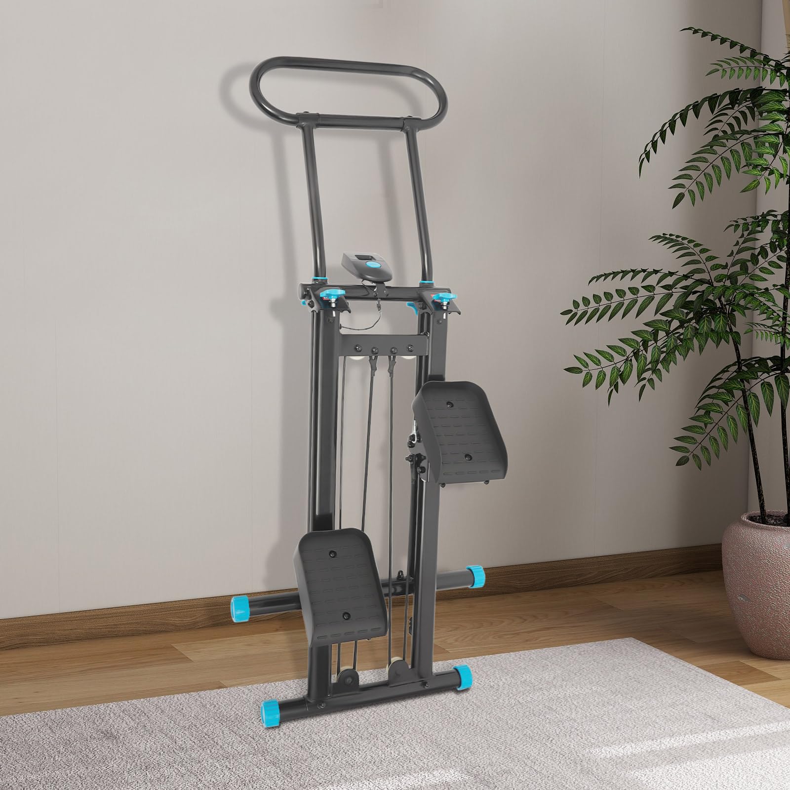Stepper do domu, pionowa maszyna do wspinaczki z regulowaną kierownicą, trenażer krzyżowy z wyświetlaczem LCD, składany, orbitrek do pokonywania schodów, nośność 136 kg