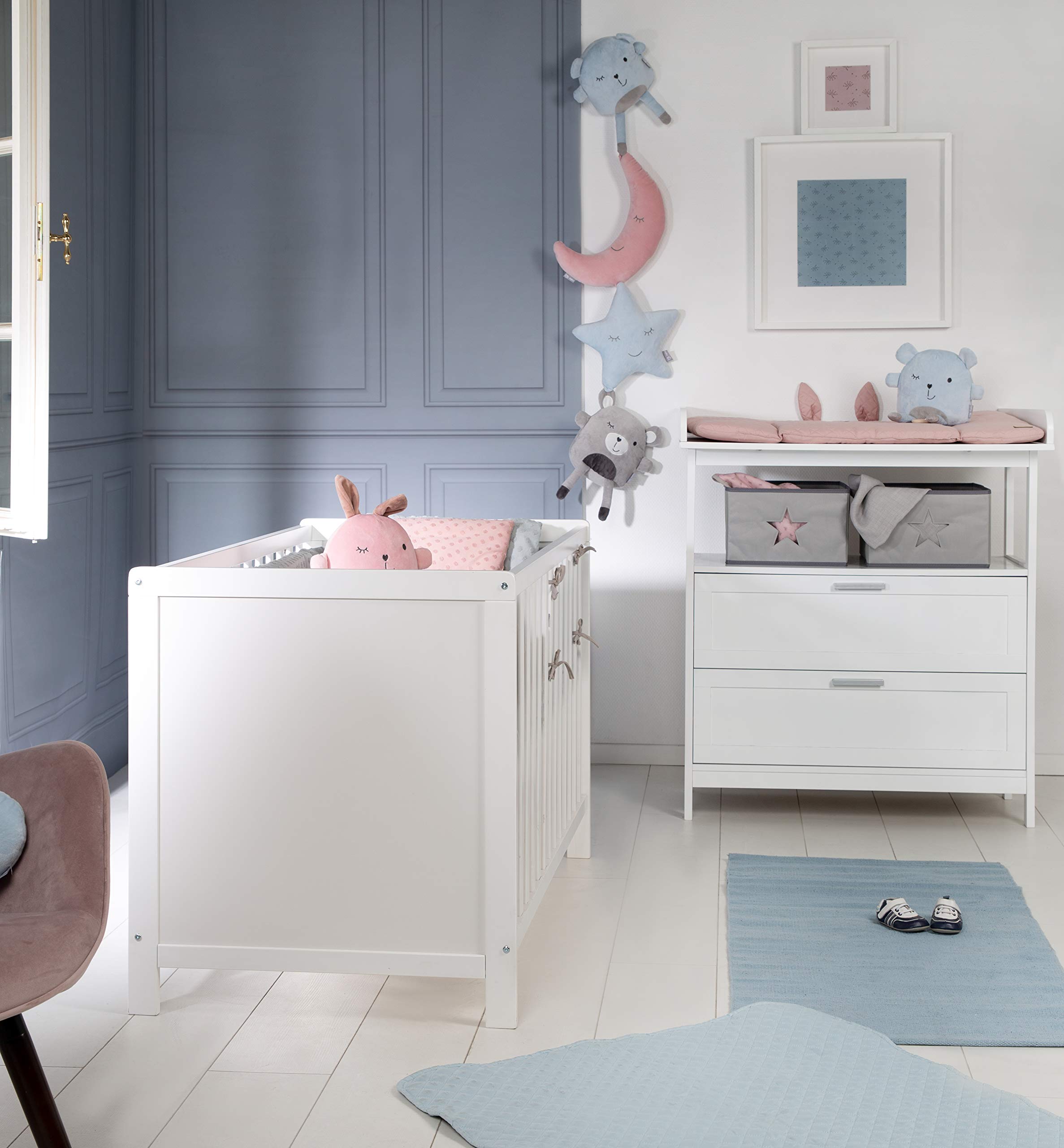 roba Set de chambre - Commode à langer Hamburg + Lit cododo 60x120 - Bois blanc