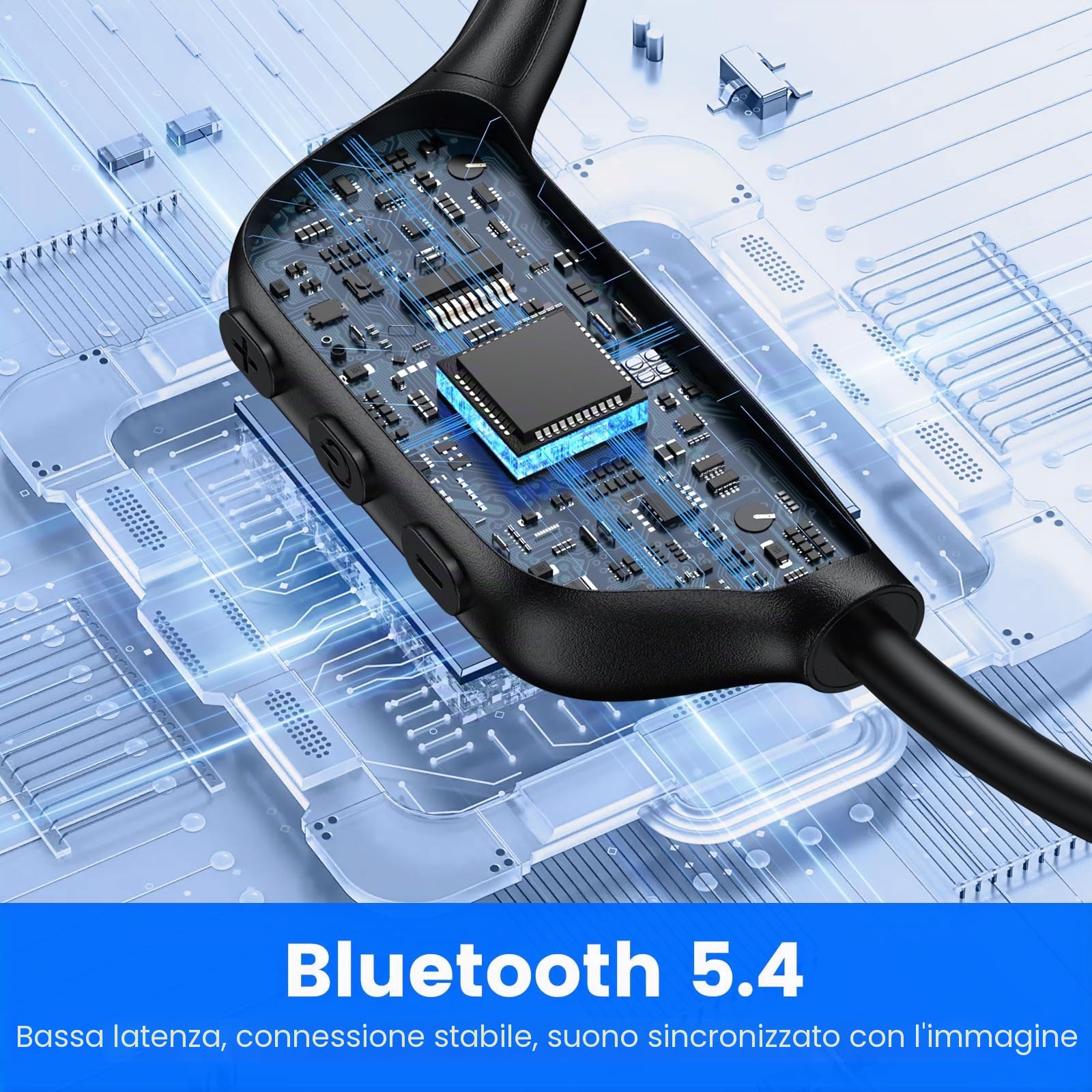 Cuffie per il nuoto, cuffie a conduzione ossea Bluetooth 5.4, IPX8 impermeabili, memoria integrata 32G cuffie sportive, cuffie subacquee open-ear senza fili con lettore MP3 per nuoto, corsa