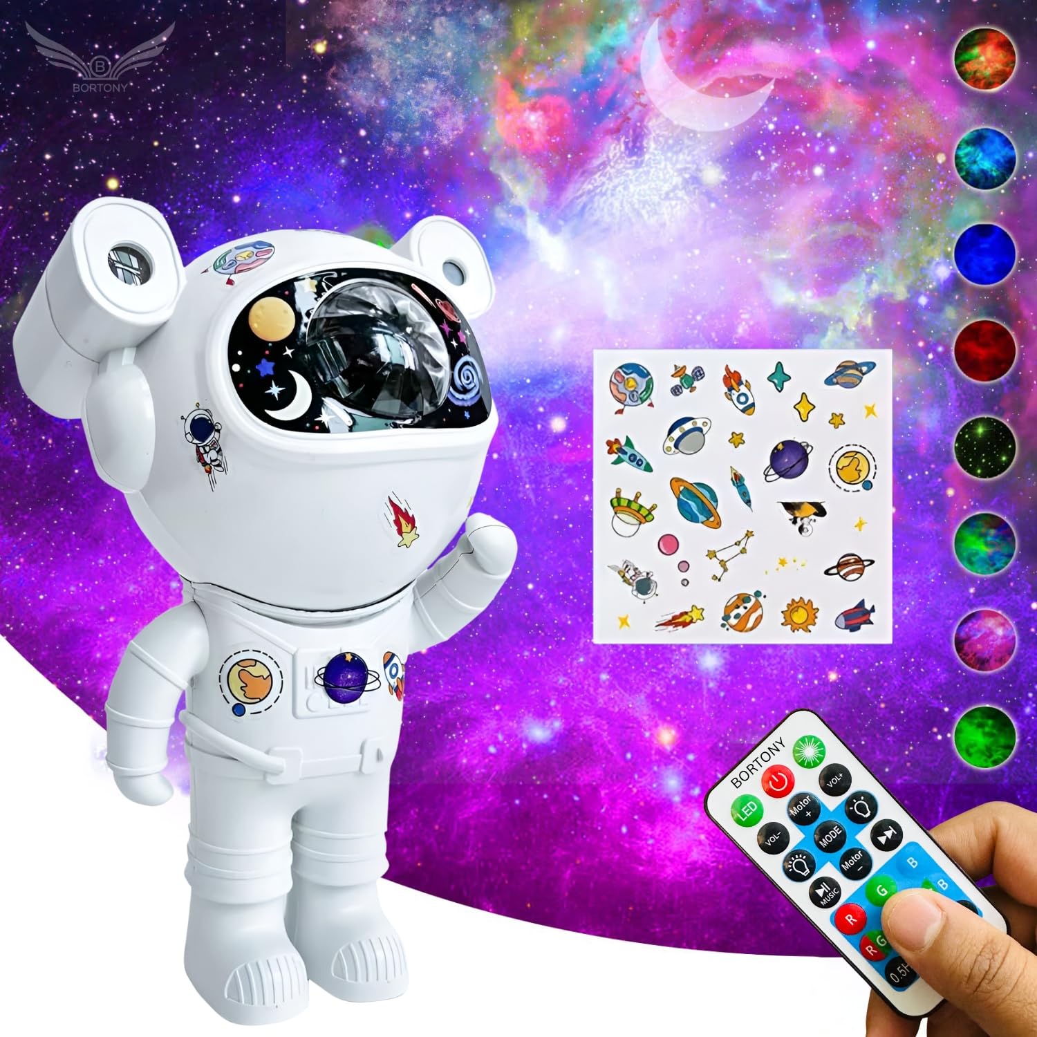 Astronaut Star Projector Night Light with Bluetooth Speaker for Kids, Adults - Nebula Galaxy Projector - "360° Rotation Magnetic Head for Bedroom, Game Room, and Party Decor
