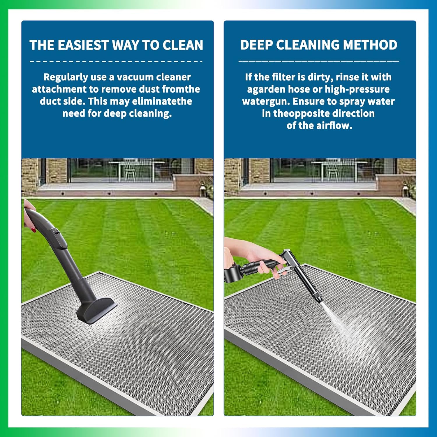 20x20x1 Air Filter, Reusable Air Filter - MERV 8, Washable Aluminum Permanent Electrostatic Filter - Long Service Life - For - Home and Office HVAC, Fireplace Systems (20x20x1)