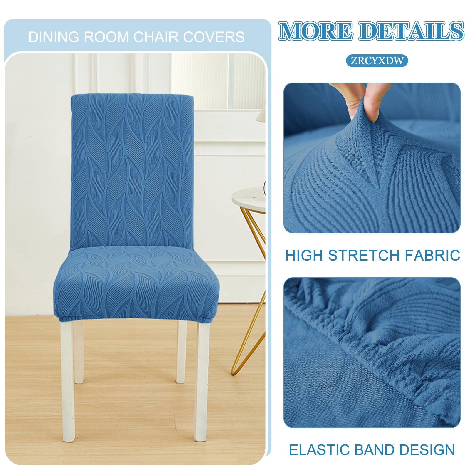 Coprisedie Elasticizzati per Sala da Pranzo Coprisedie da Cucina in Spandex Morbidi Rimovibili E Lavabili con Elastico sul Fondo - Blu Scuro - 6 Pezzi