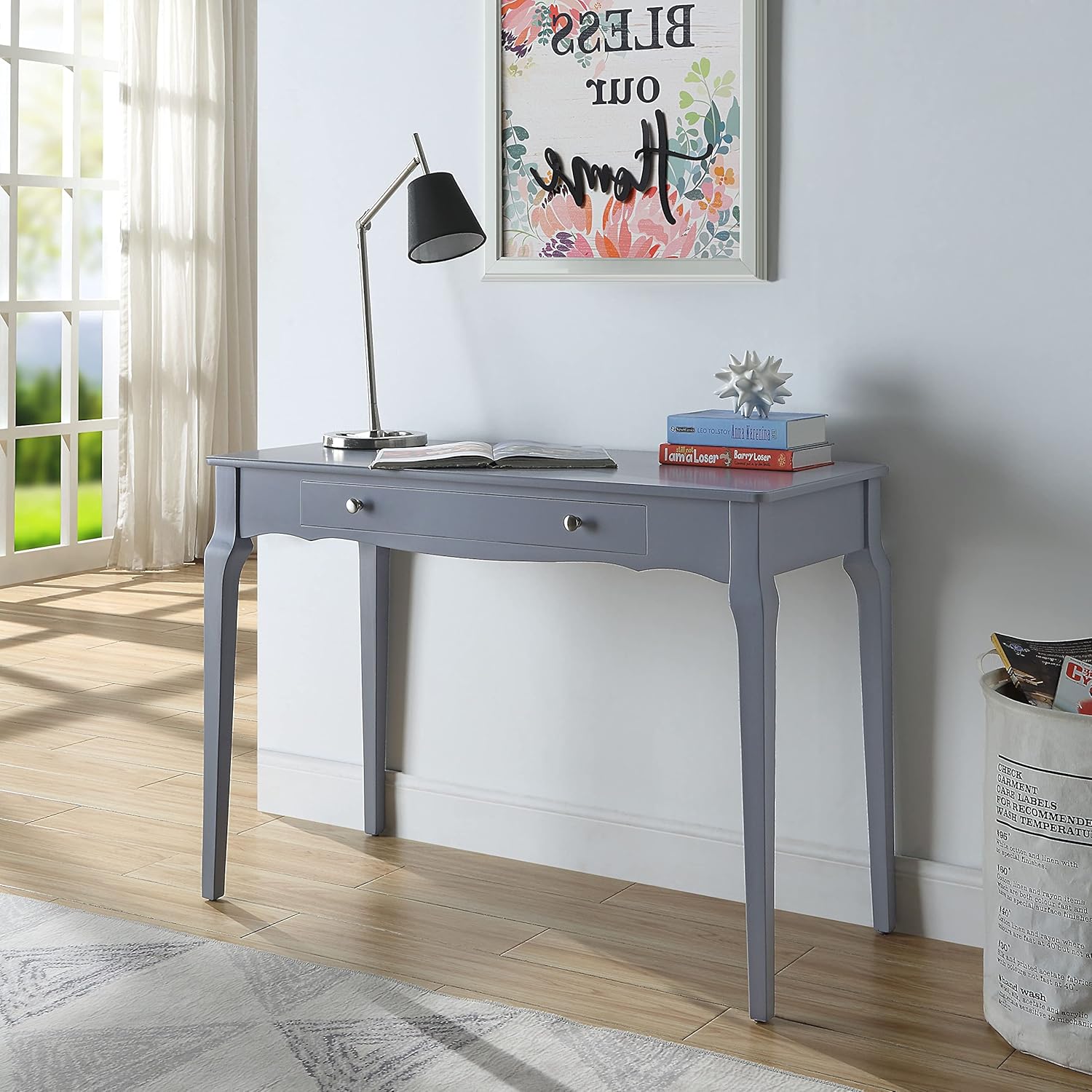 Console Table with 1 Storage Drawer and 4 Wooden Legs