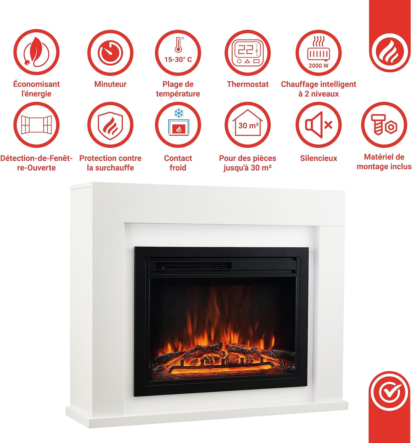 KAMINIO MATTI Electric Fireplace highlighting key features