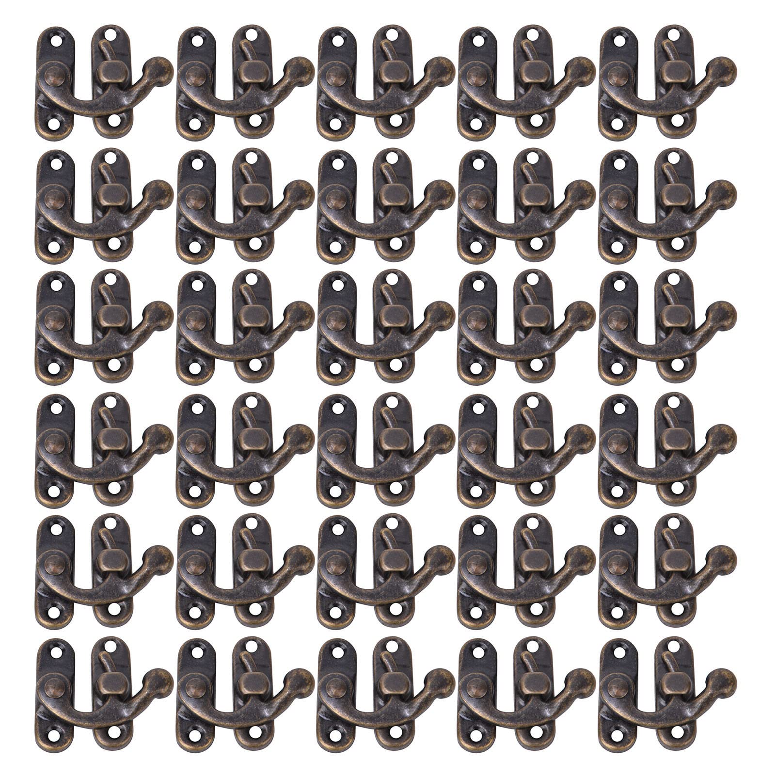 30 Pcs Hook Hasp Latch,Antique Vintage Lock Clasp,Right Latch Hook Hasp Horn Lock Wood Jewelry Box Latch Hook Clasp,for Small Object Box Jewelry Box Toolbox,3.2 x 2.8cm