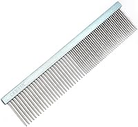 LBMBAIC Metal Dog Dematting Comb - Wide Long Tooth Grooming Tool for Shedding Tangles Mats on Poodles Goldendoodles Thick Curly Hair (Blue 7.5")
