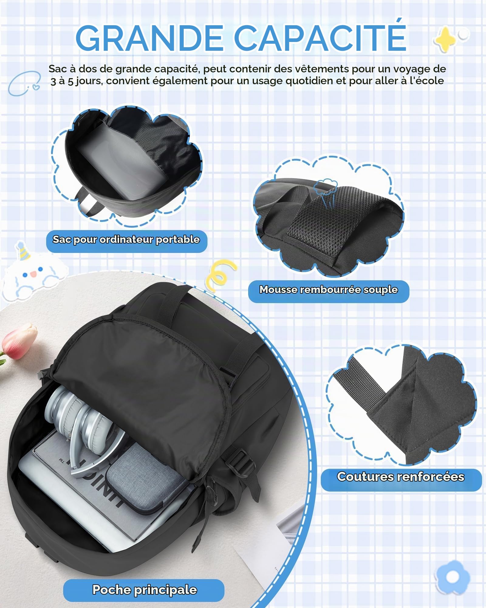 SZLX School Backpack Womens Lightweight School Bag Casual Daypack College Laptop Backpack for Men Women Water Resistant teen backpack Travel Rucksack for Sports High School Middle Bookbag for girls