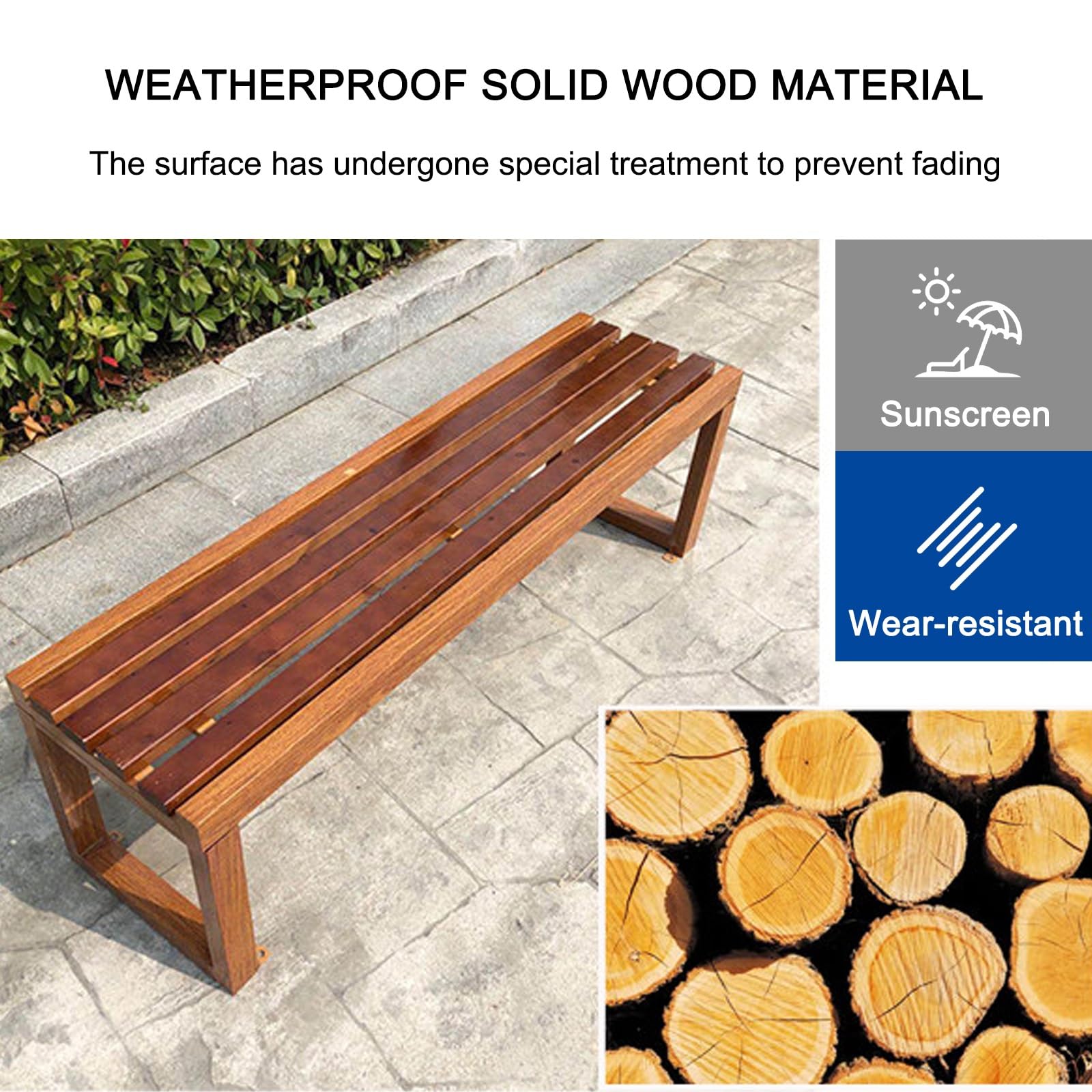 Gartenbank aus Holz, Sitzbank Outdoor Wetterfest, Balkonbank für 1-4 Personen, Geeignet für Hof Eingangsbereich Oder Balkon(White,100cm)