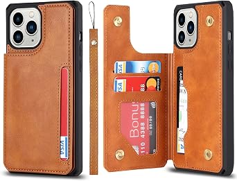 Cavor for iPhone 11 Pro Wallet Phone Case with Card Holder, Light Brown