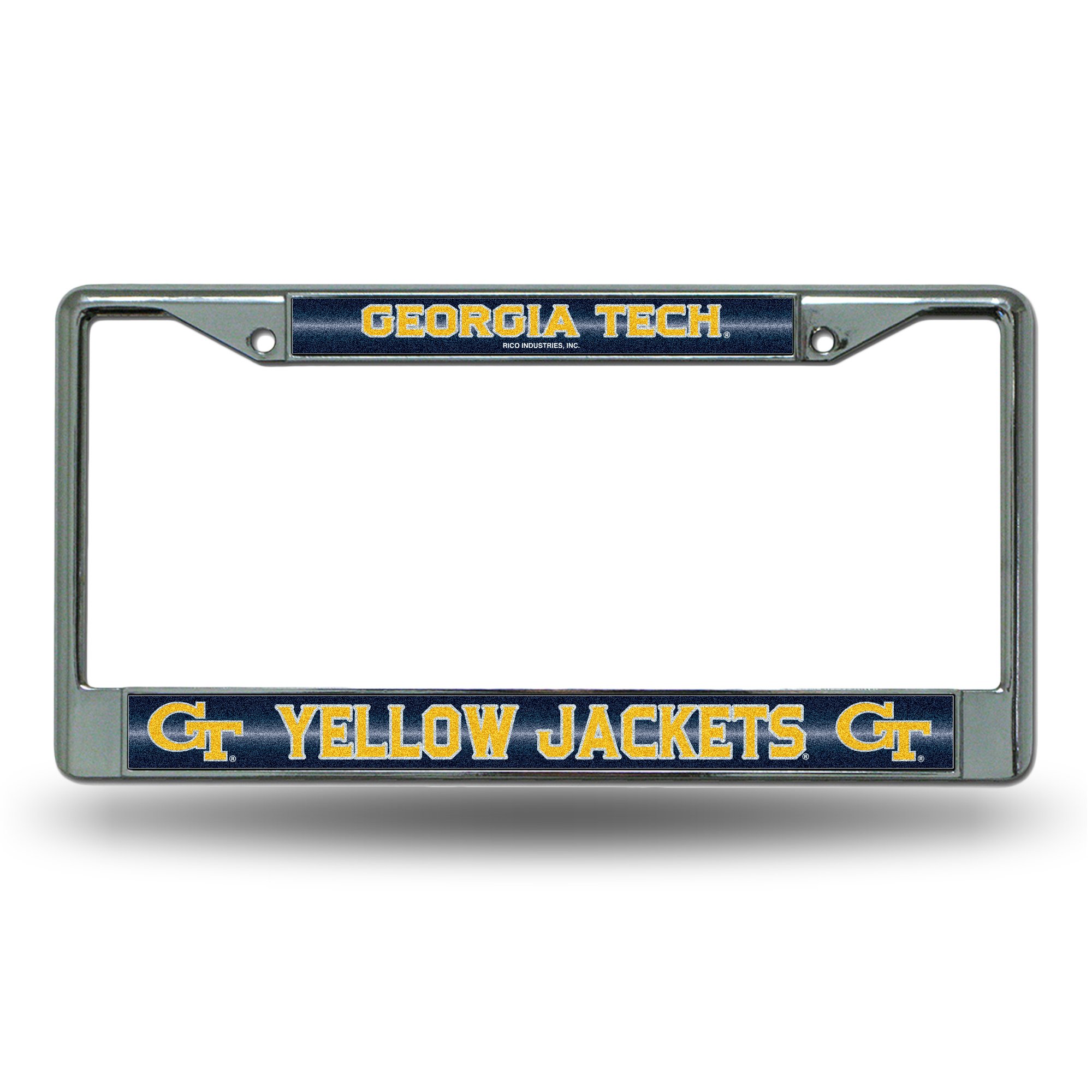 Rico NCAA Georgia Tech Yellow Jackets Bling Chrome License Plate Frame with Glitter Accent, 12 x 6-Inch